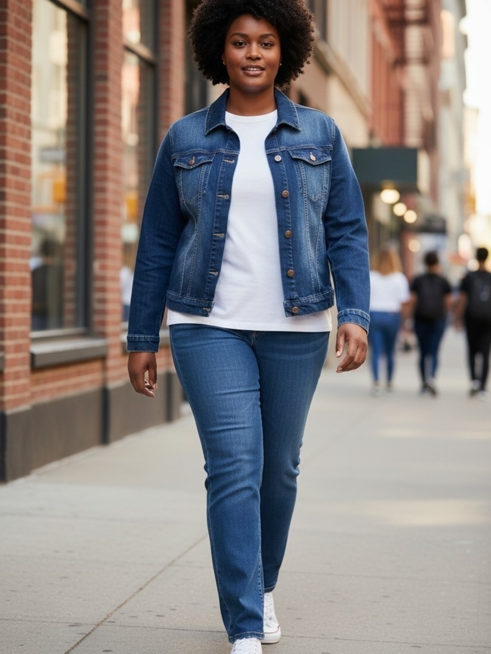 ​Jessica Simpson Plus Size 2X Denim Jacket Blue Wash Button Front Stretch Cotton